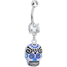 Double Clear Gem Day of the Dead Dangle Belly Ring