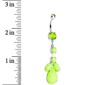 Light Green Gem Neon Leaf Vine Dangle Belly Ring