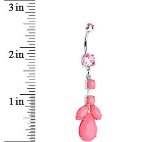 Pink Gem Neon Leaf Vine Dangle Belly Ring