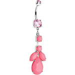 Pink Gem Neon Leaf Vine Dangle Belly Ring