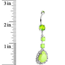 Light Green Neon Gem Teardrop Dangle Belly Ring