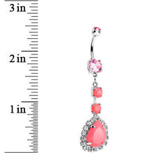 Pink Neon Gem Teardrop Dangle Belly Ring