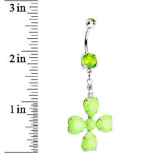Light Green Gem Neon Four Leaf Clover Dangle Belly Ring