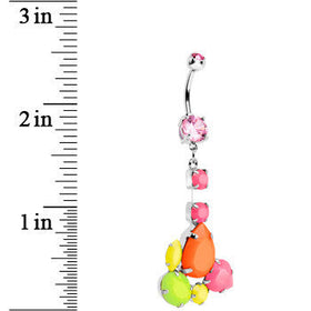 Pink Gem Neon Jumble Dangle Belly Ring