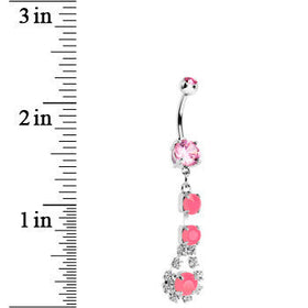 Pink Gem Neon Splash Crystal Teardrop Dangle Belly Ring