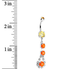 Orange Gem Neon Splash Crystal Teardrop Dangle Belly Ring