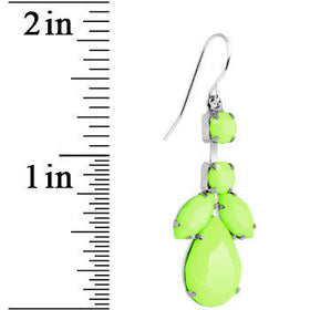 Faux Pale Green Stone Neon Leaf Vine Dangle Earrings