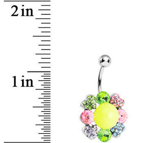Multi Gem Neon Flower Belly Ring