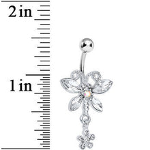 Crystalline Gem Dazzling Dragonfly Flower Dangle Belly Ring