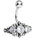 Silver 925 Crystalline Gem Silver Curlicue Belly Ring