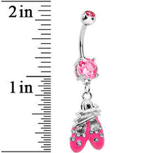 Pink Gem Entangled Ballet Shoes Dangle Belly Ring