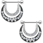 14G 5/8 Clear Gem Radiant Moonlit Night Nipple Shield Set