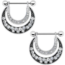14G 5/8 Clear Gem Radiant Moonlit Night Nipple Shield Set