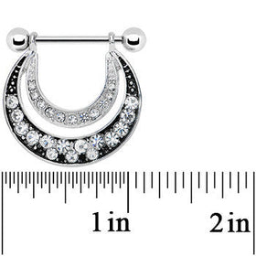 14G 5/8 Clear Gem Radiant Moonlit Night Nipple Shield Set