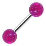 16G 1/4 Acrylic Magenta Magic Glitter Tragus Cartilage Barbell