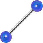 Blue Metallic Acrylic Barbell Tongue Ring