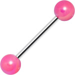 Pink Metallic Acrylic Barbell Tongue Ring