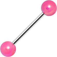 Pink Metallic Acrylic Barbell Tongue Ring