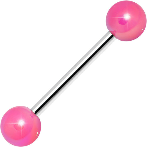 Pink Metallic Acrylic Barbell Tongue Ring