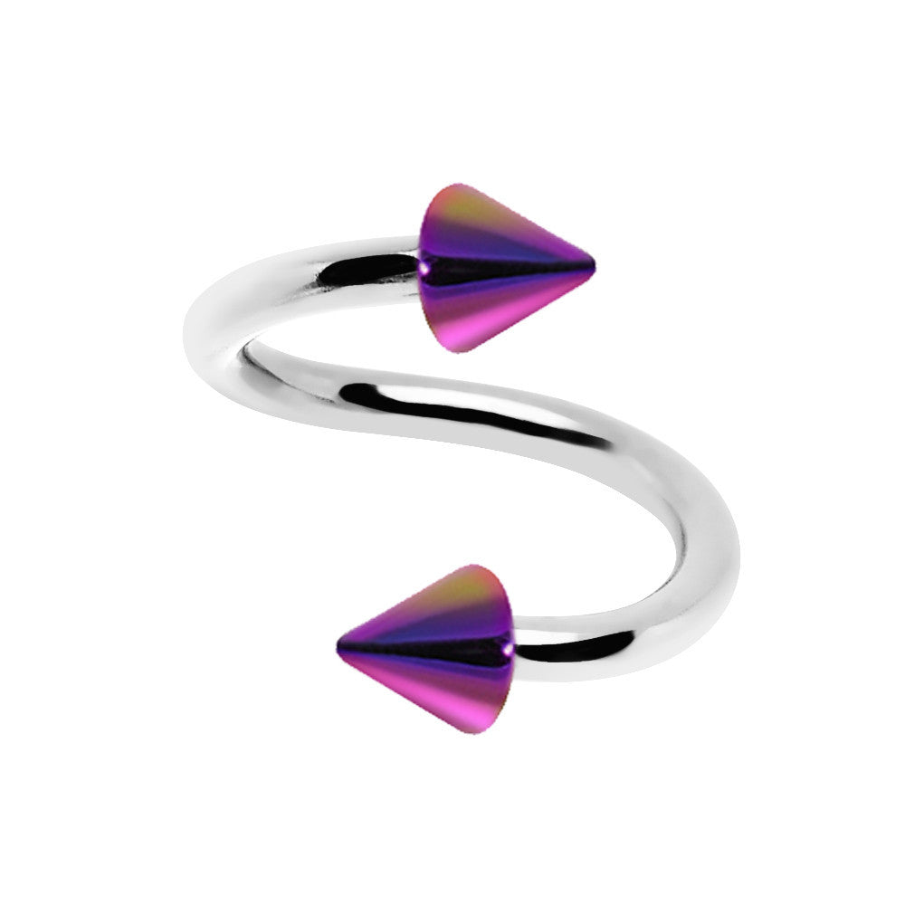 16G 5/16 Iridescent Rainbow Acrylic Cione Spiral Twister Ring