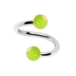 16G 5/16 Iridescent Light Green Acrylic Ball Spiral Twister