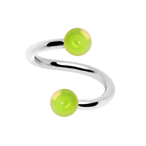 16G 5/16 Iridescent Light Green Acrylic Ball Spiral Twister