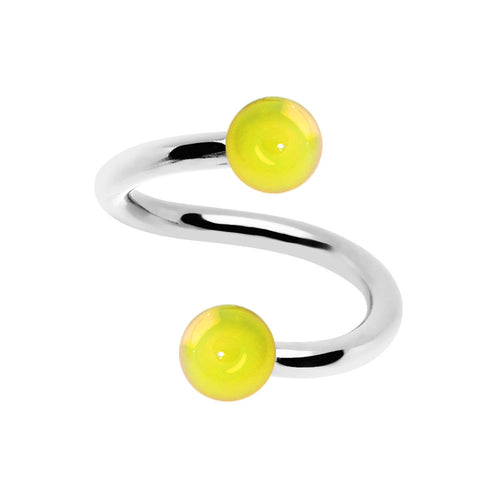 16G 5/16 Iridescent Yellow Acrylic Ball Spiral Twister