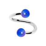 16G Iridescent Blue Acrylic Ball Spiral Twister