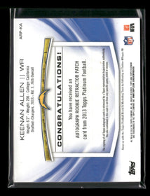 2013 Topps Platinum Rookie Patch/Auto Refractors Keenan Allen #/1000 #ARP-KA