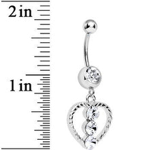 Crystalline Gem Roped Heart Dangle Belly Ring