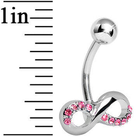 Infinity Symbol Pink Gem Belly Button Ring