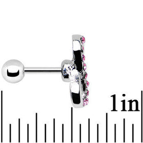 16G 1/4 Pink Gem Silver Tone Infinity Symbol Tragus Cartilage Earring