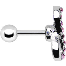 16G 1/4 Pink Gem Silver Tone Infinity Symbol Tragus Cartilage Earring