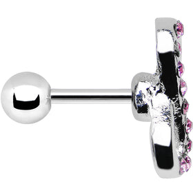 16G 1/4 Pink Gem Silver Tone Infinity Symbol Tragus Cartilage Earring