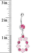 Pink Gem Hugs and Kisses Dangle Belly Ring