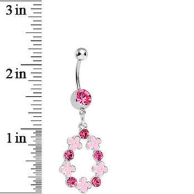 Pink Gem Hugs and Kisses Dangle Belly Ring