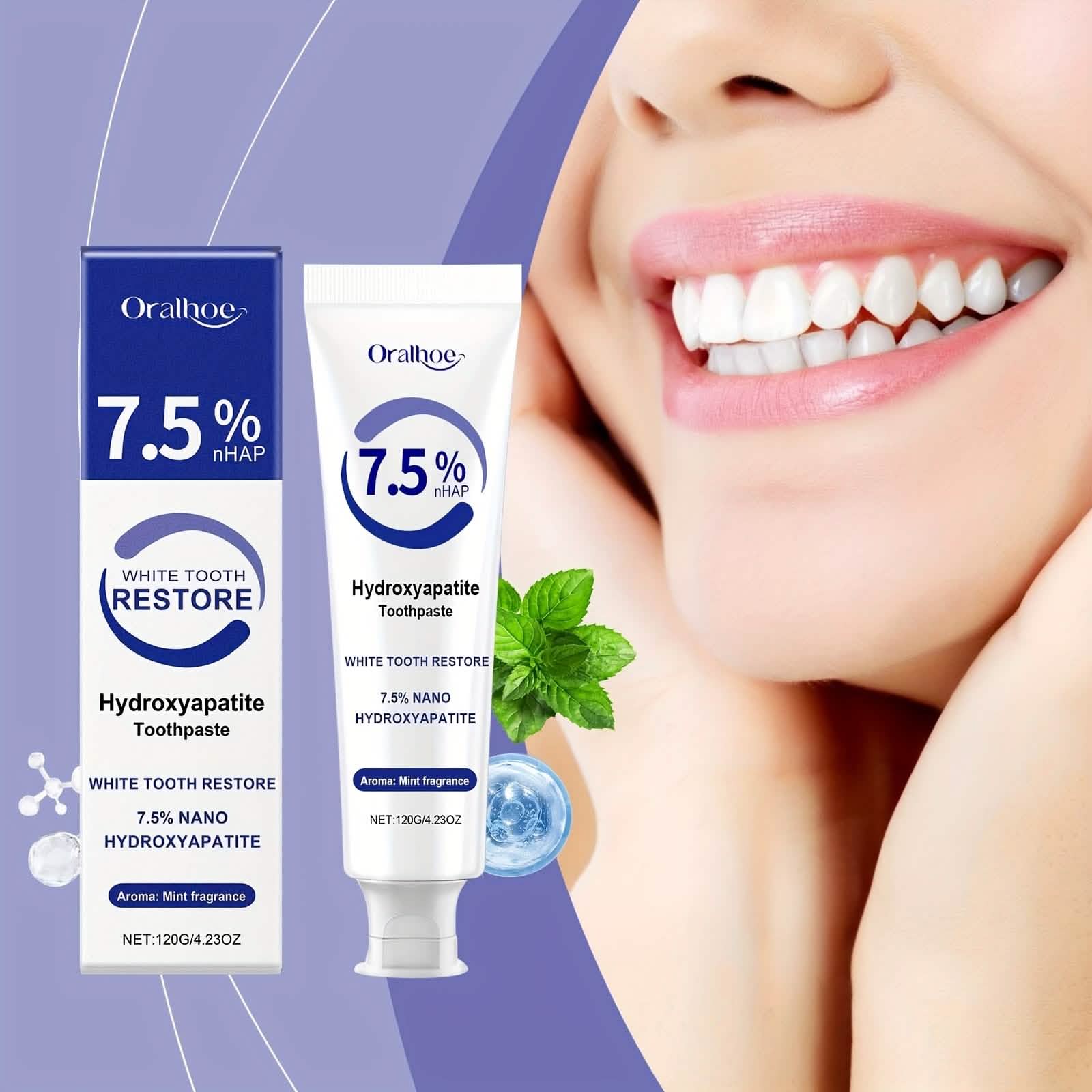 Hydroxyapatite Toothpaste – 7.5% NHAP, Whitening Mint, Gentle Teeth & Mouth Care