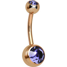 Tanzanite Purple CZ Rose Gold Plated Belly Ring
