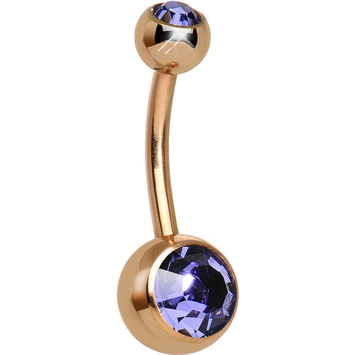Tanzanite Purple CZ Rose Gold Plated Belly Ring
