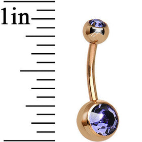 Tanzanite Purple CZ Rose Gold Plated Belly Ring