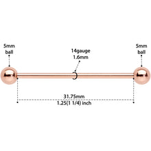 14G 1 1/4 Rose Gold Plated Straight Barbell