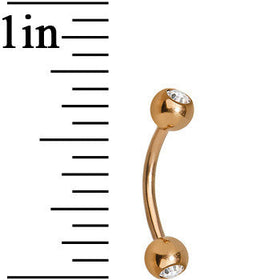 16G 3/8 Gem Rose Gold Plated Curved Barbell