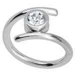 14G 7/16 Clear CZ Gem Coil Twist Belly Ring