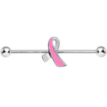 Pink Ribbon Breast Cancer Awareness Industrial Barbell 38mm