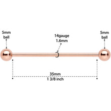 14G 1 3/8 Rose Gold Plated Straight Barbell