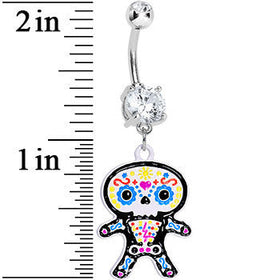 Crystalline Gem Cute Sugar Skull Baby Charm Dangle Belly Ring