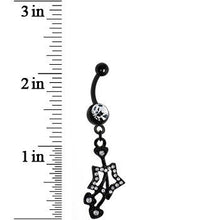 Crystalline Gem Black Heart Cherries Hollow Star Dangle Belly Ring