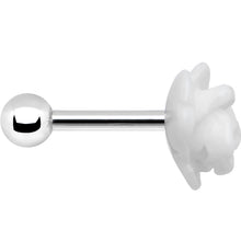 16G 1/4 White Acrylic Rose Flower Tragus Cartilage Earring