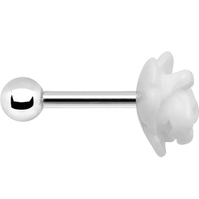16G 1/4 White Acrylic Rose Flower Tragus Cartilage Earring