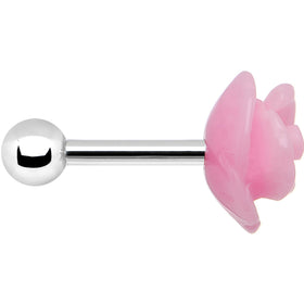 16G 1/4 Pink Acrylic Rose Flower Tragus Cartilage Earring